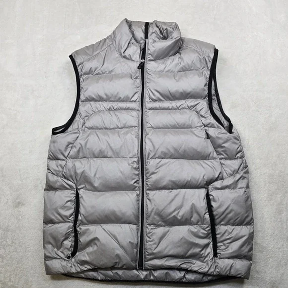 RLX Ralph Lauren Down Puffer Vest Mens Large Silver Zip Nylon